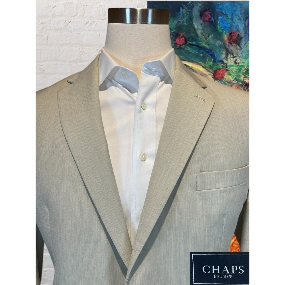 Chaps 44R Beige Light Tan Casual Blazer Sport Coat Jacket - Picture 5 of 15